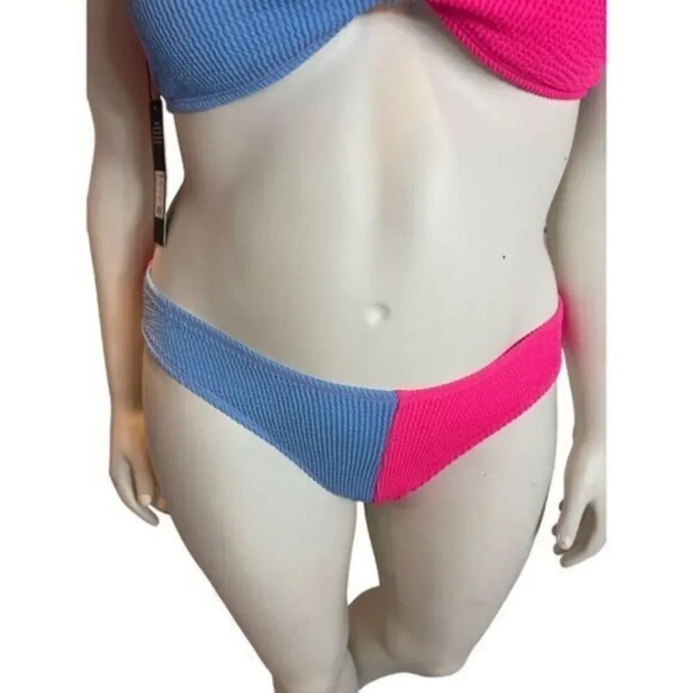 Addy Bandeau 2 Piece Bikini Size L Pink and Blue‎